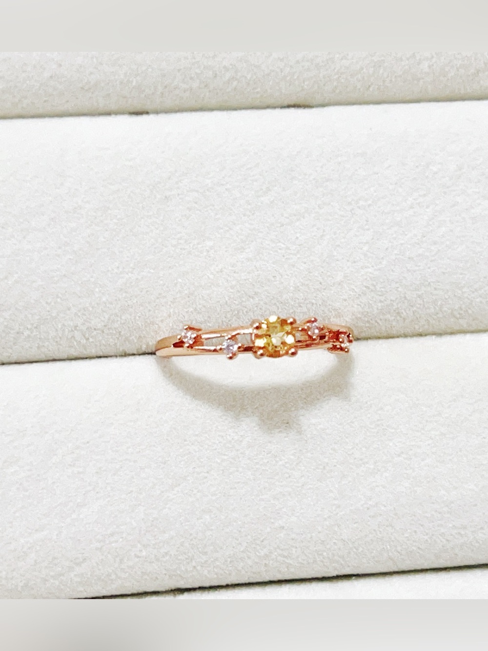 Natural Faceted Citrine Ring | Silver Plated champagne Adjustable Open Ring